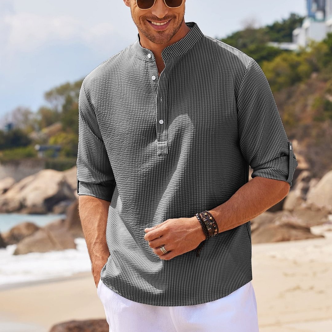 Chemise décontractée col montant homme