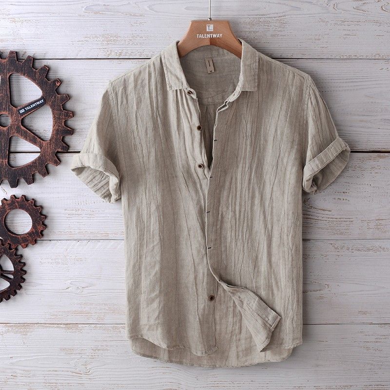 Chemise lin rétro délavée pour homme