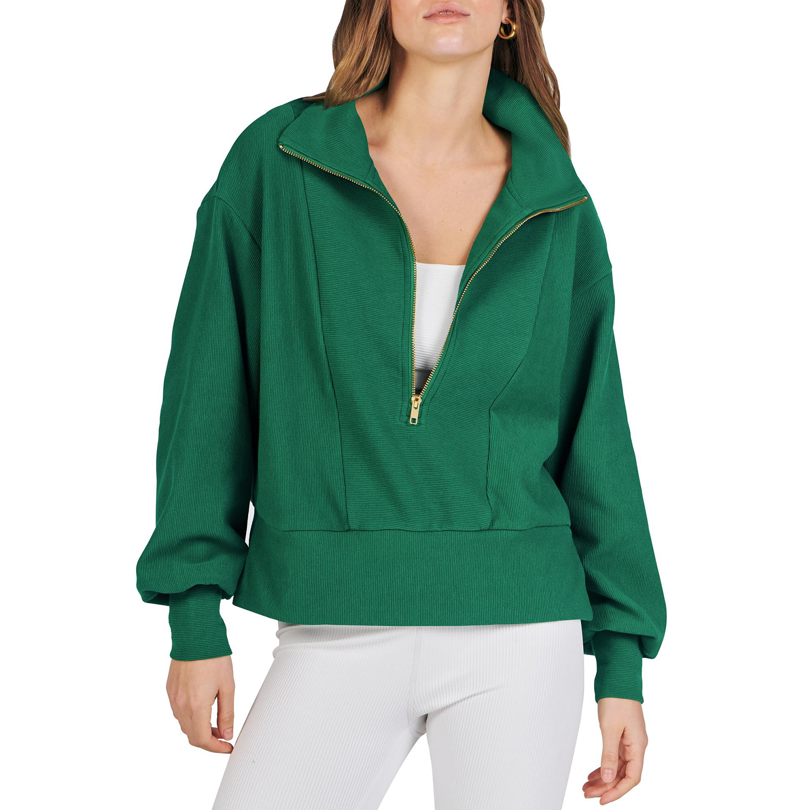 Chandail pull femme demi-zip manches longues