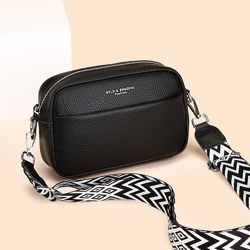 Sac à bandoulière carré en cuir de vache couche supérieure
