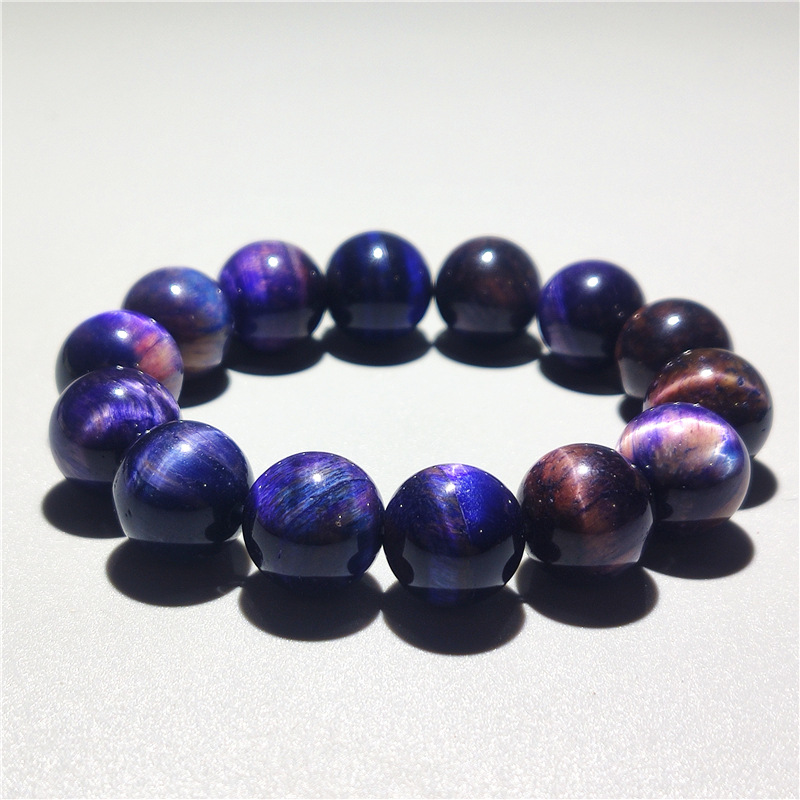 Bracelet oeil de tigre perles ciel étoilé Peter pourpre
