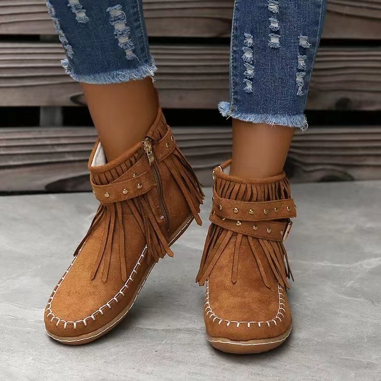 Bottines rétro rivets femme hiver