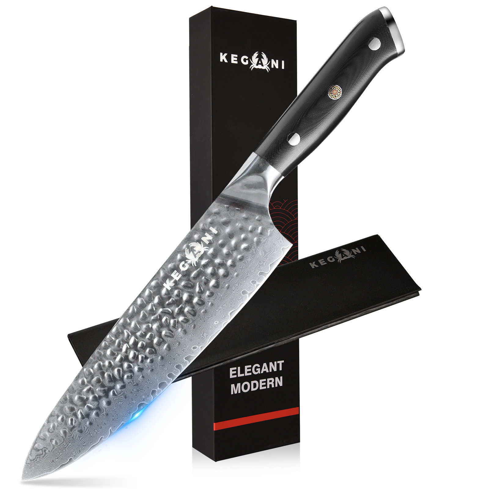 Couteau chef Kegani 8" Damascus VG10 acier manche G10