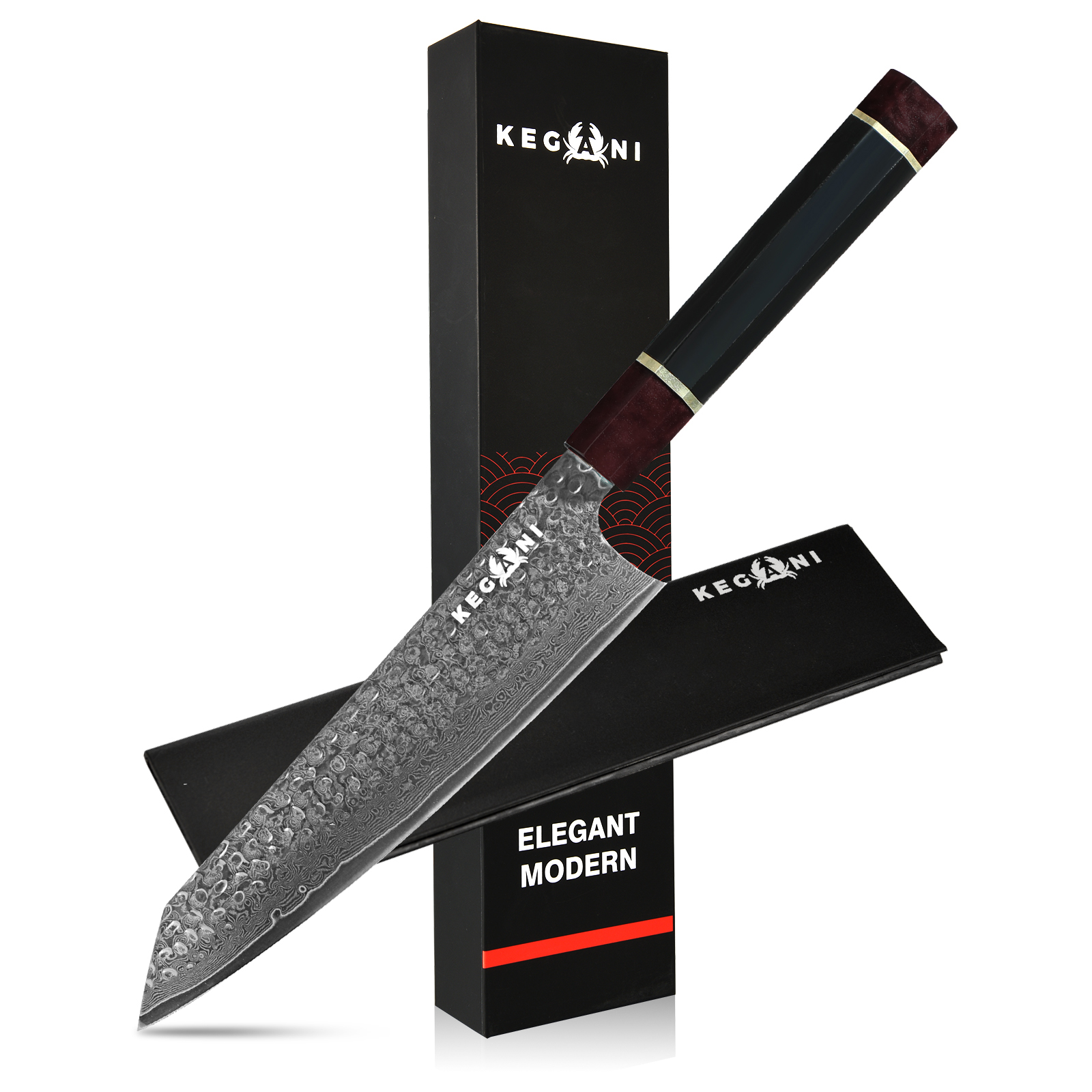Kegani couteau Kiritsuke 8", chef japonais, VG-10 Damas