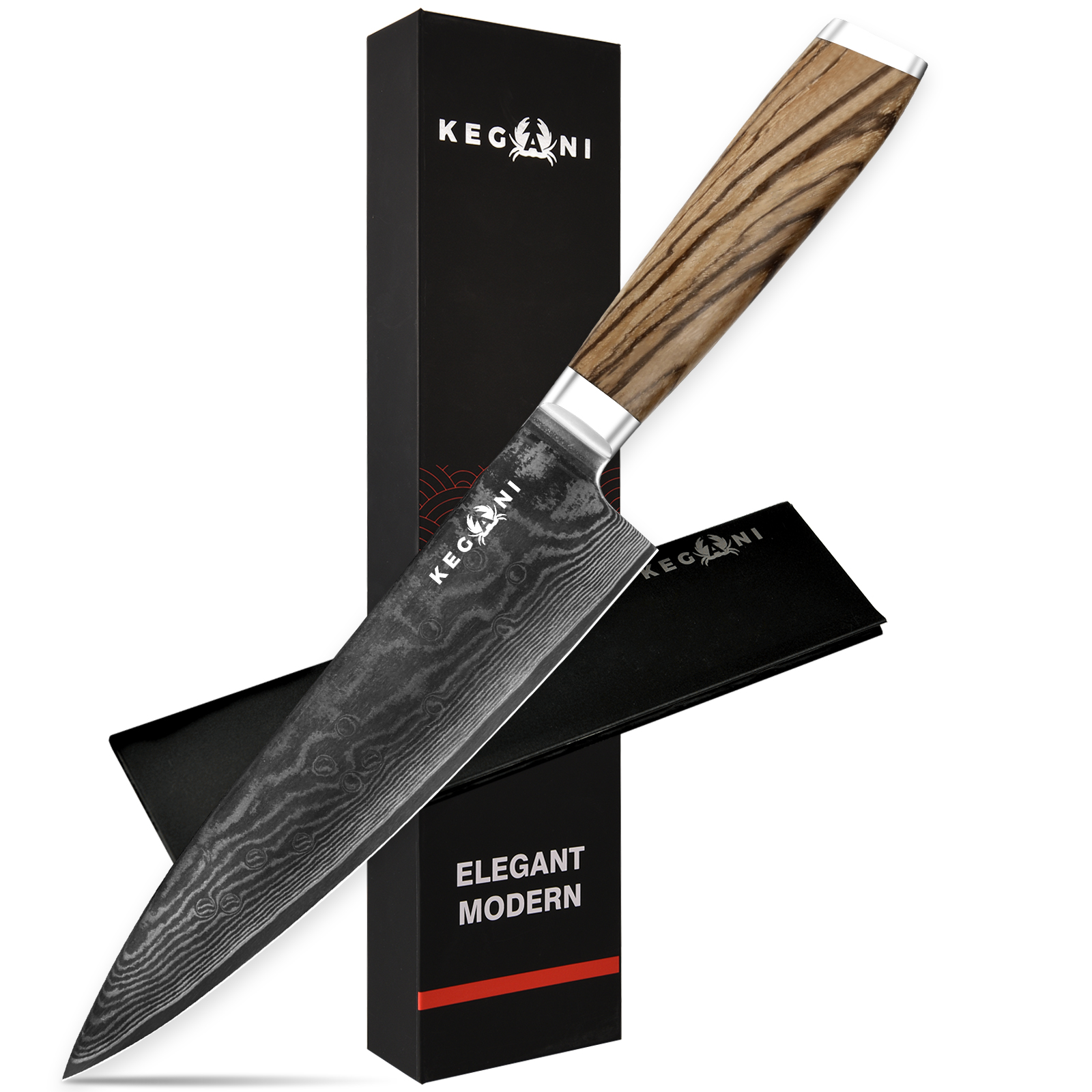 Couteau chef Kegani 8po Damascus 67 couches VG-10 poignée pleine
