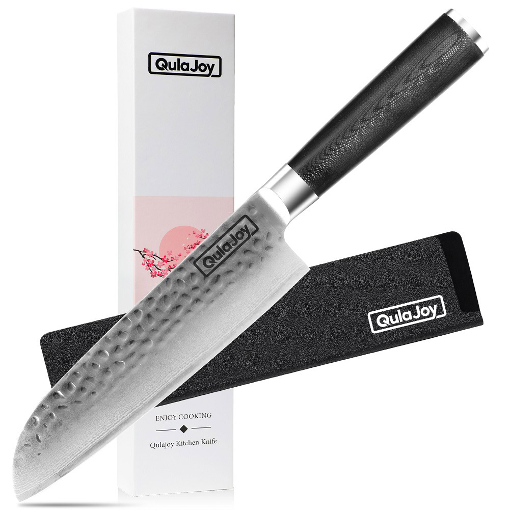 Couteau santoku Qulajoy 7po Damascus 67 couches