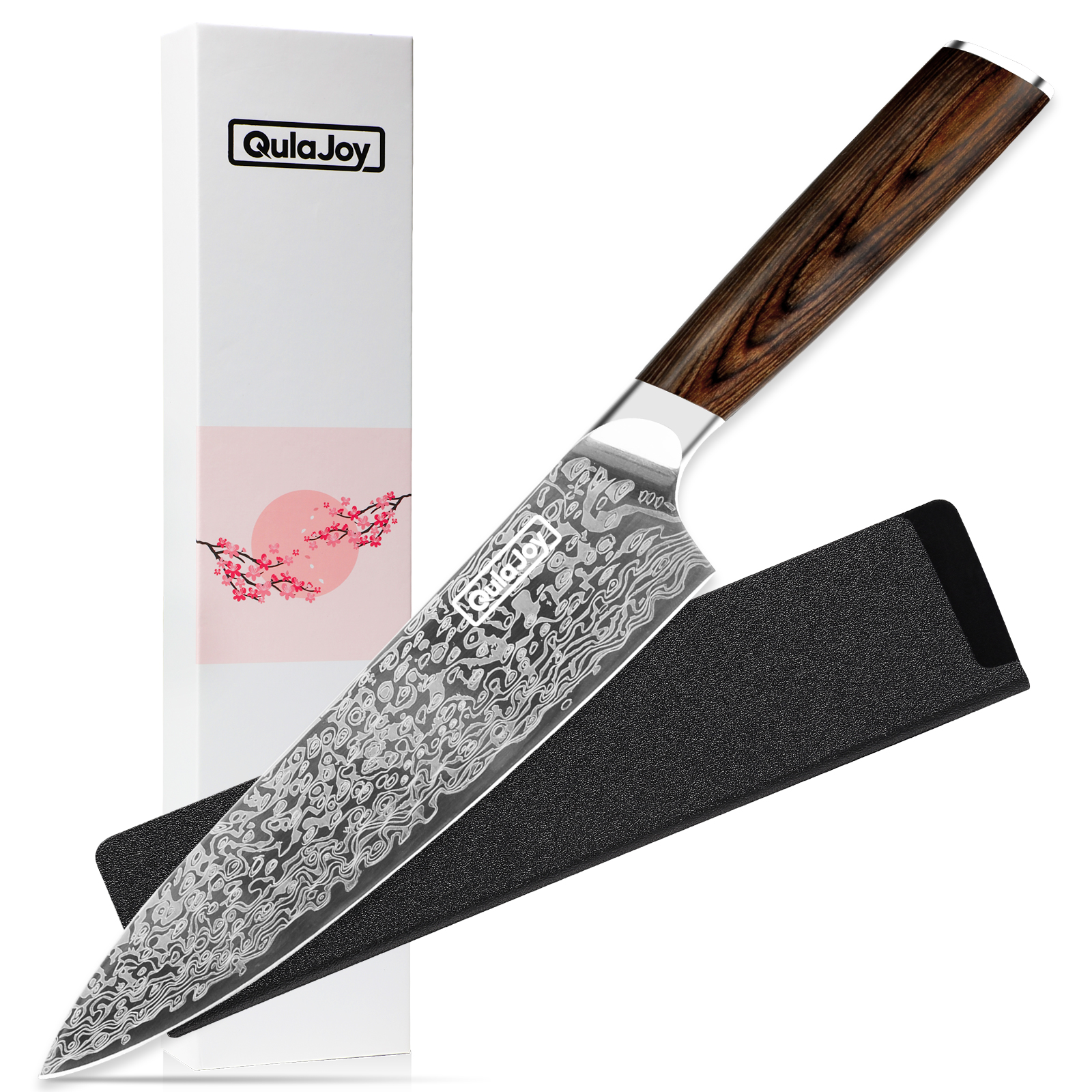 Qulajoy couteau chef japonais acier allemand carbone damas