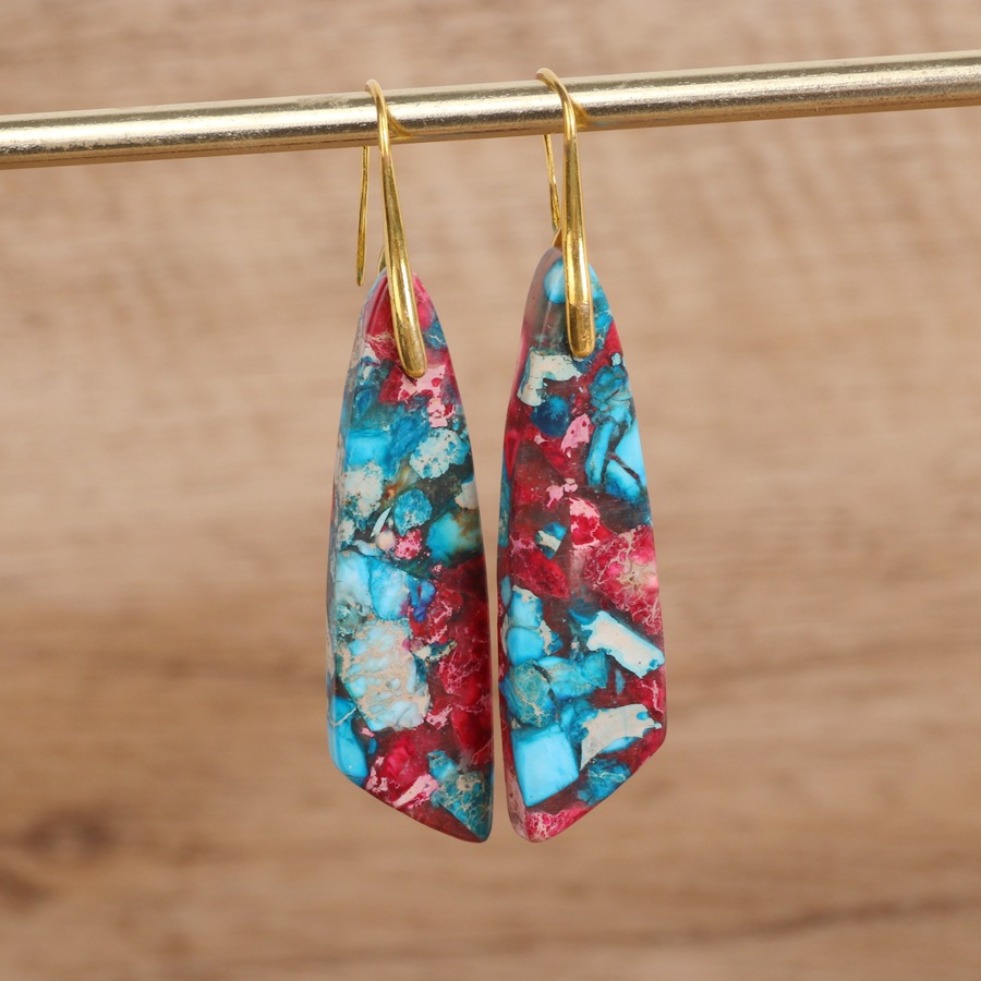 Boucles d'oreilles géométriques fleur pendante