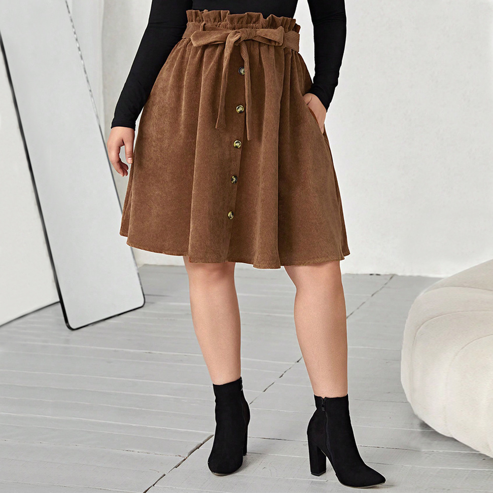 Jupe parapluie rétro taille haute casual femme