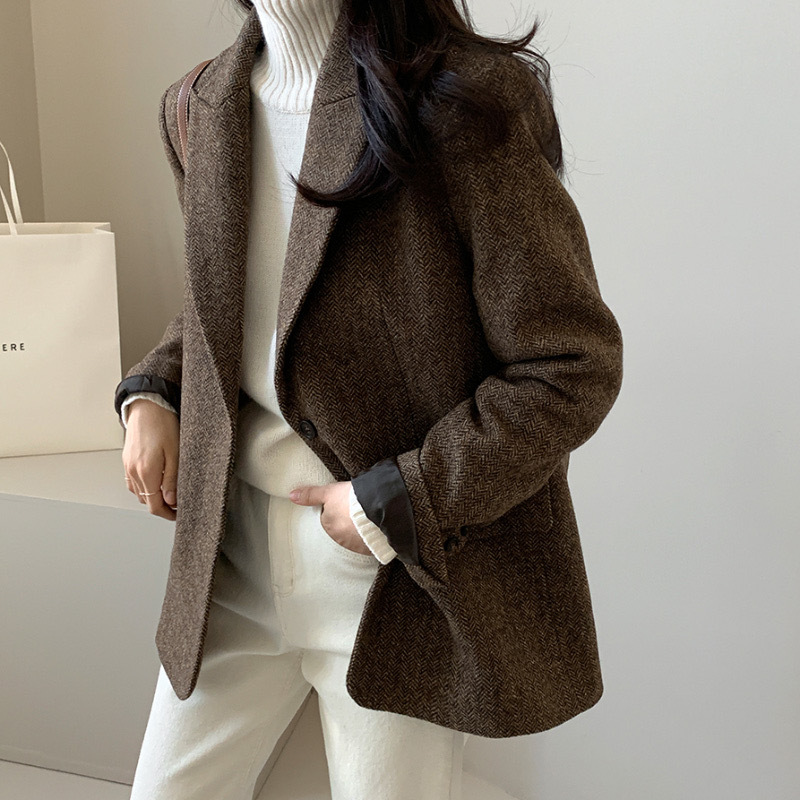 Blazer laine couleur unie femme