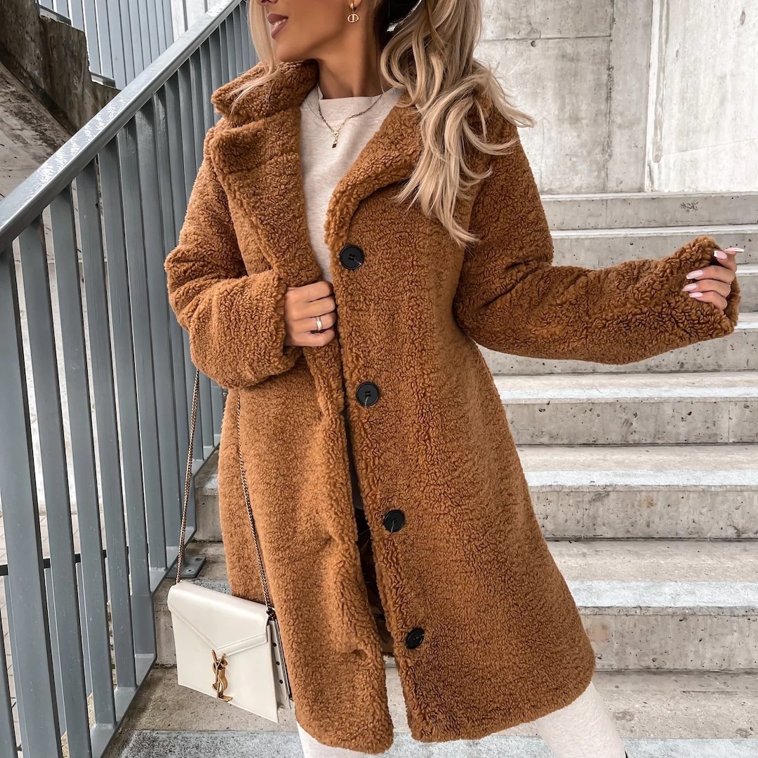 Manteau long laine d'agneau femme