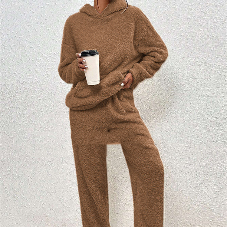 Pantalon casual doublé polaire à capuche poches dimensionnelles