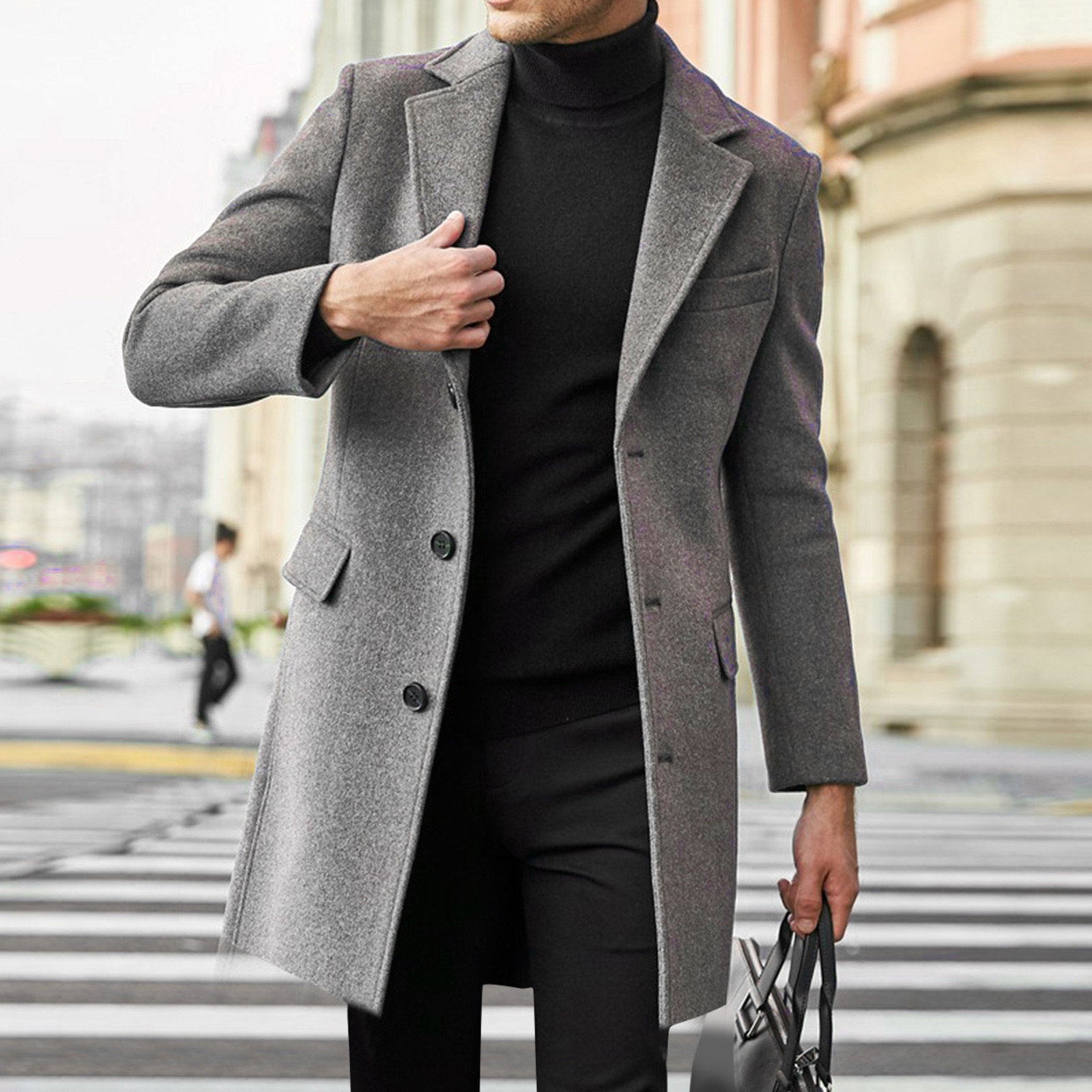 Manteau de laine à manches longues homme