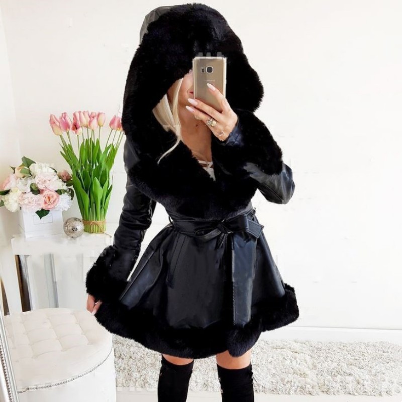 Manteau Femme Capuchon Col Fourrure Synthétique