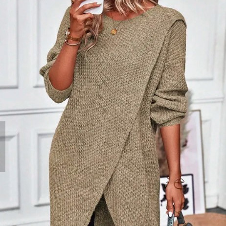 Robe longue tricot et manteau femme