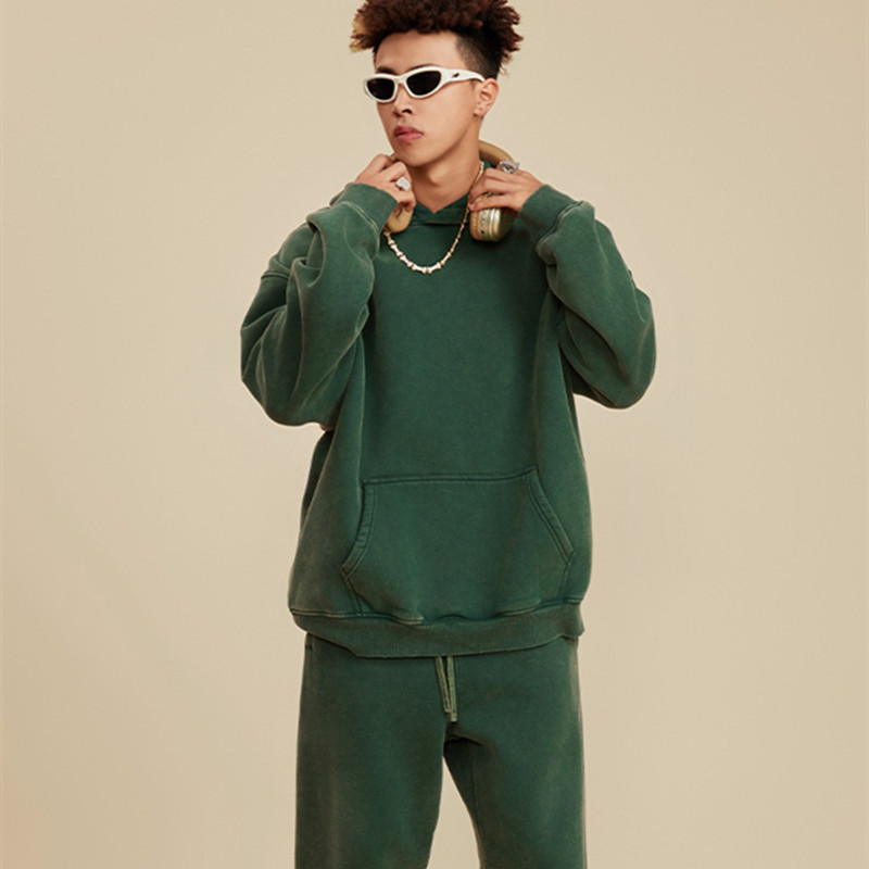 Sweat à capuche velours rembourré rétro mode homme