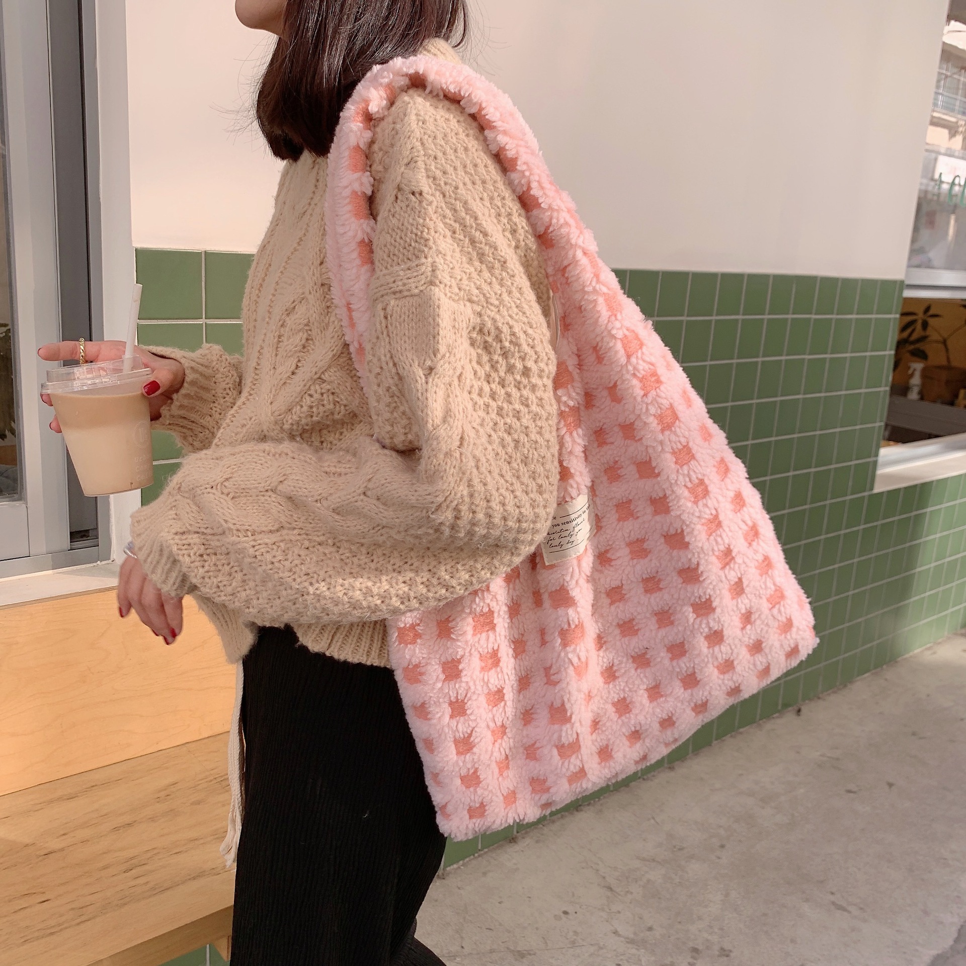 Sac fourre-tout gaufré grande capacité minimaliste