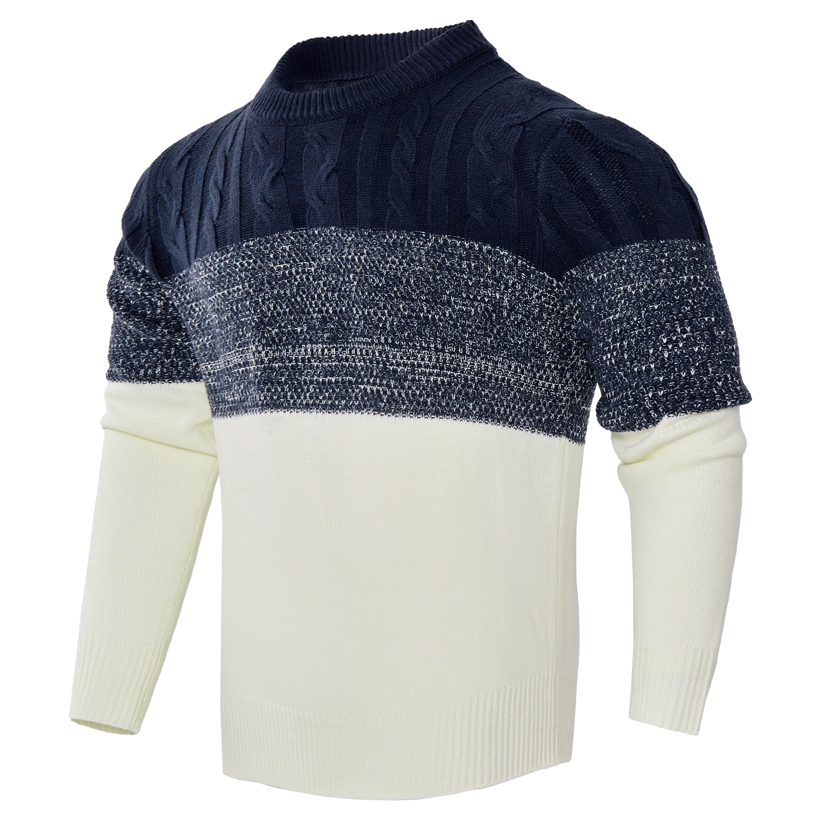 Chandail pull câble manches longues homme