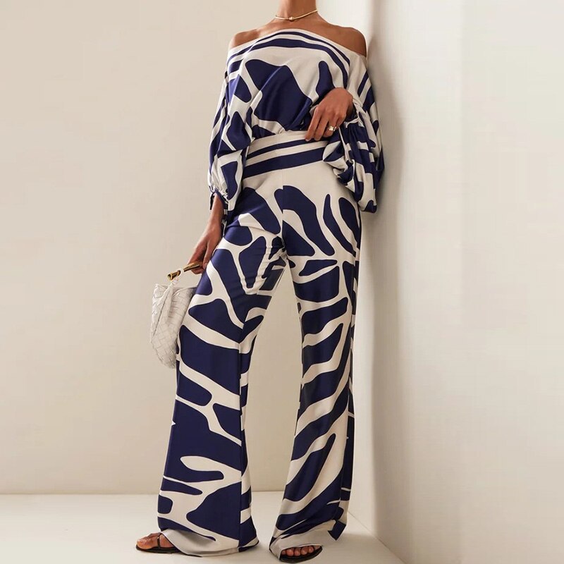 Ensemble décontracté femme : pantalon jambes larges et haut manches chauve-souris