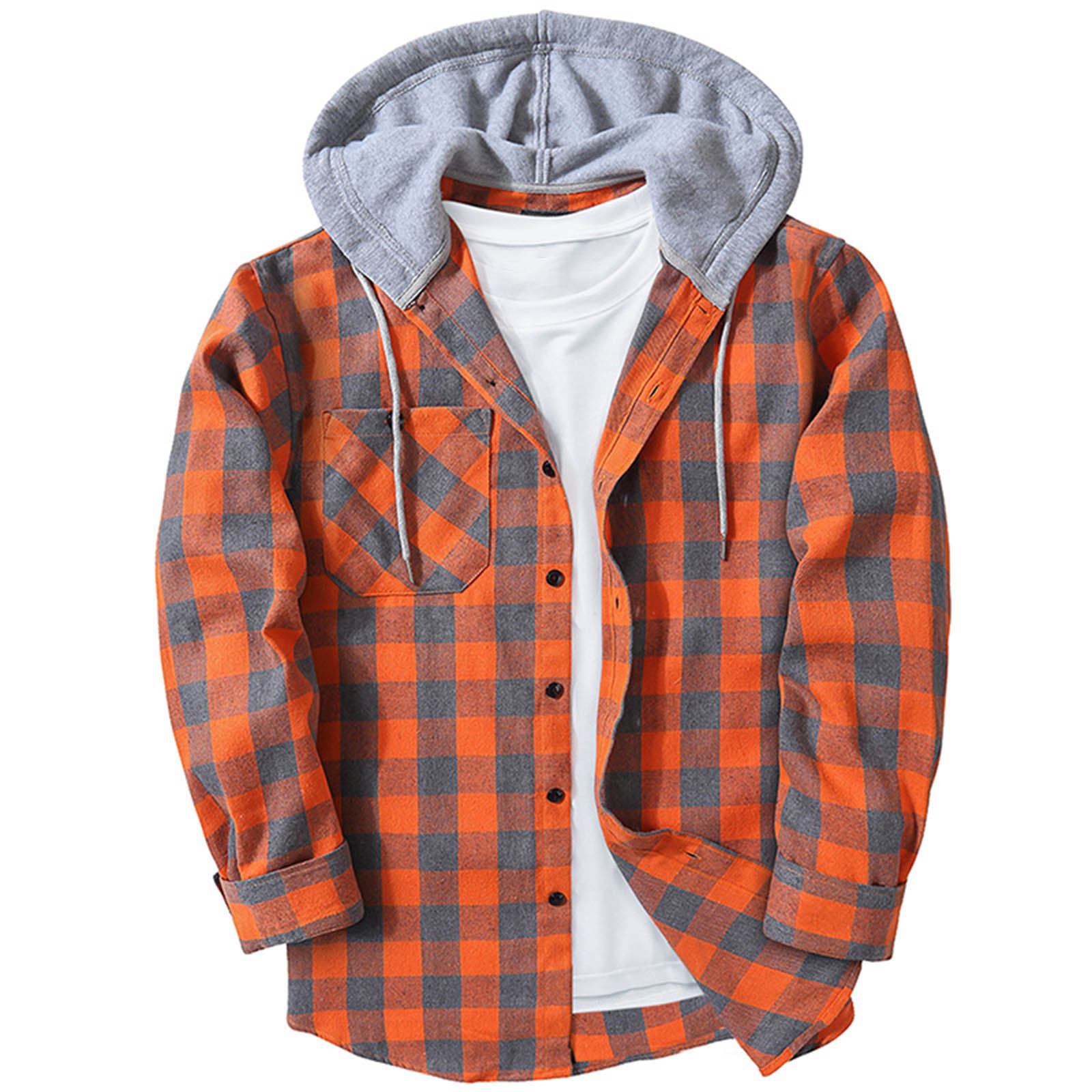 Chemise à carreaux casual, homme, capuche