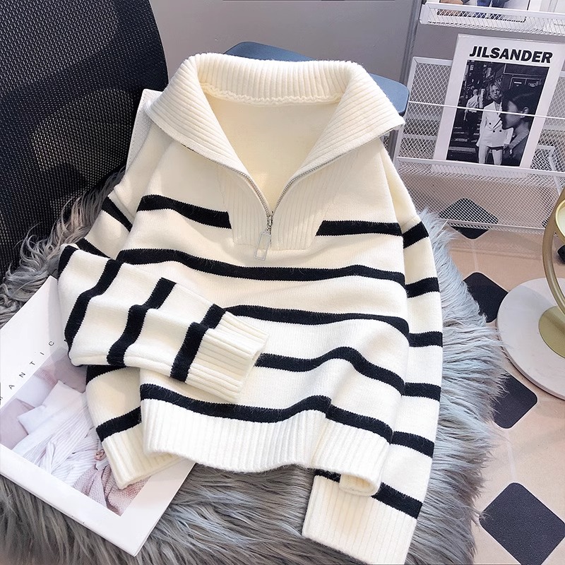 Chemise rayée courte ample, haut de gamme pour vêtement extérieur