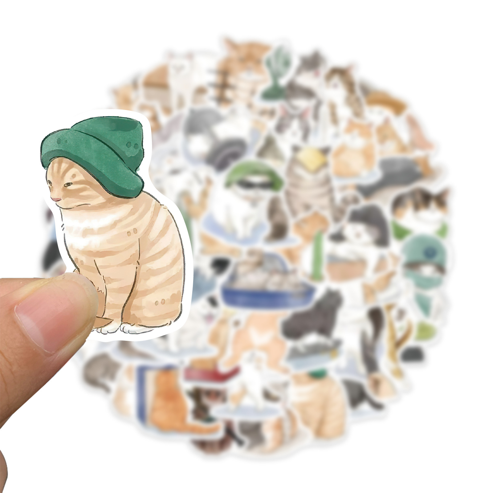 53 autocollants chat aquarelle dessin animé mignon