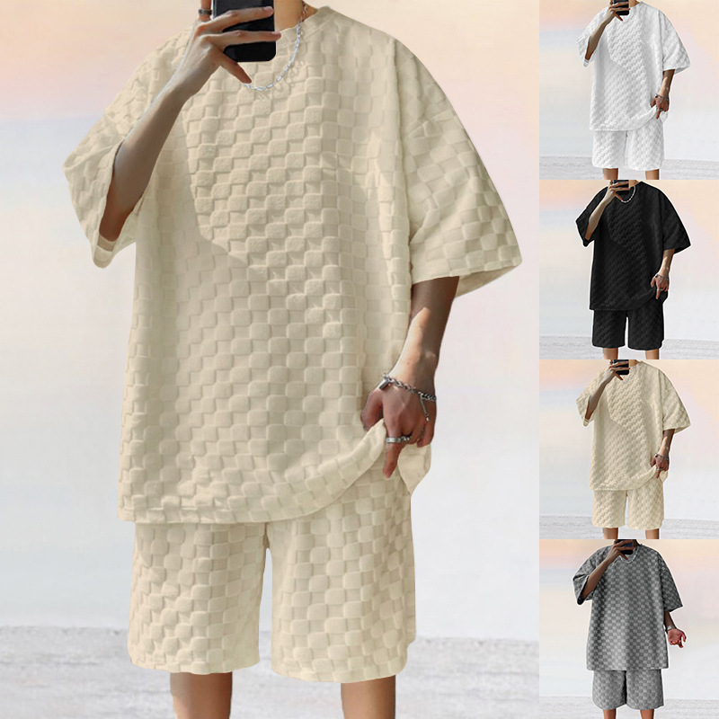 Short casual jacquard carreaux détente