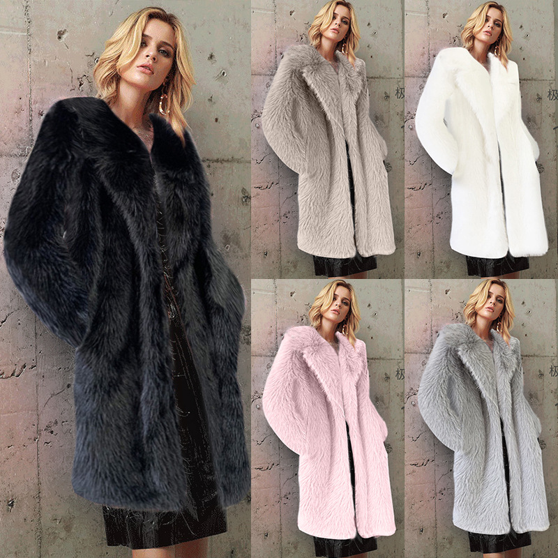 Manteau col costume femme fourrure automne hiver