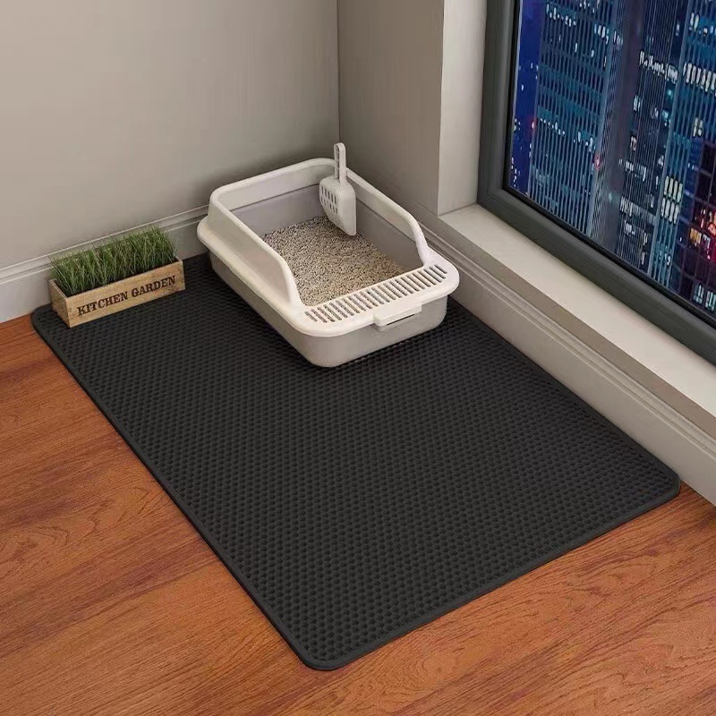 Tapis litière chat 2 couches filtre anti-débordement
