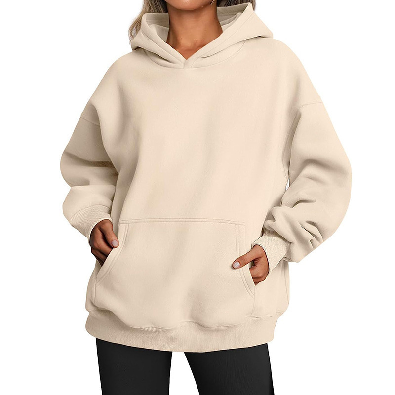 Hoodie poches oversize sweatshirt solide femme