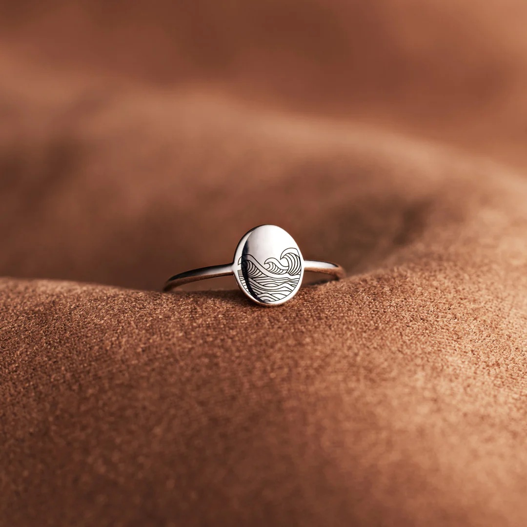 S925 Bague tempête vague argent pur femme simple