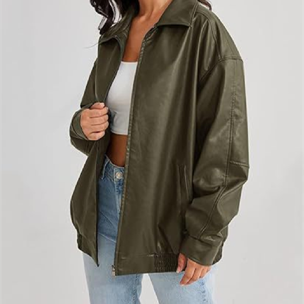 Veste motard cuir synthétique femme grande taille