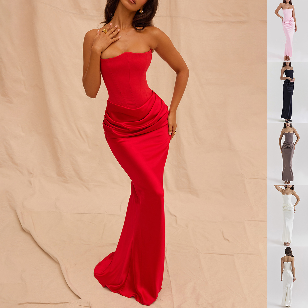 Robe bandeau longue sexy mode soirée pour femme