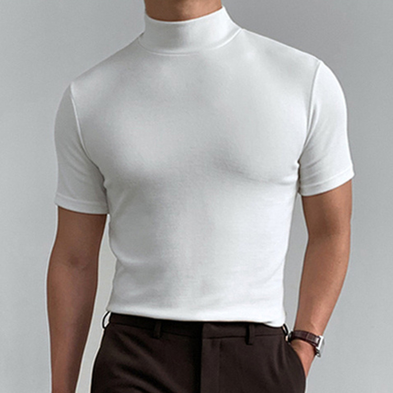 T-shirt col roulé ajusté manches courtes homme