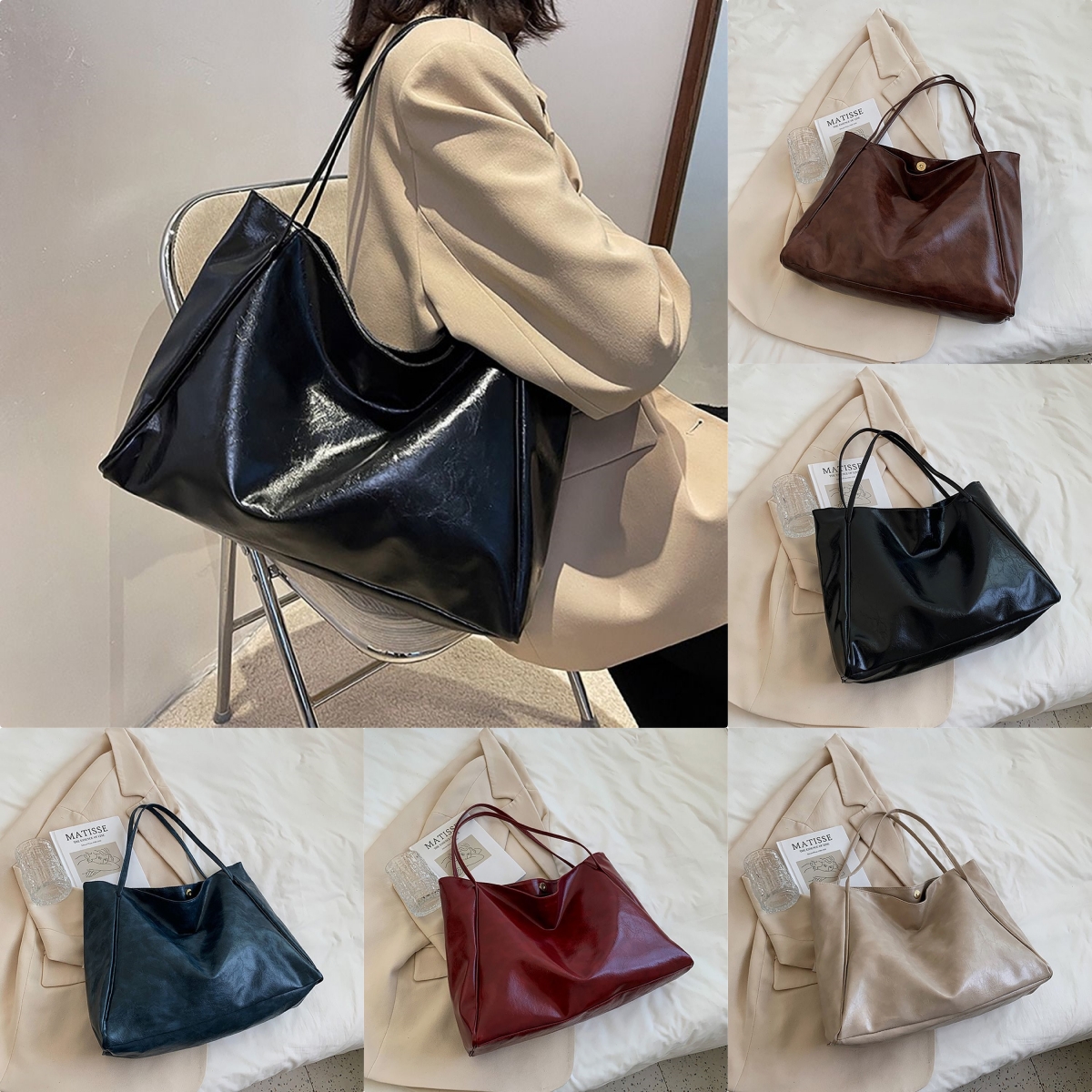 Sac fourre-tout vintage grand capacité cuir femme