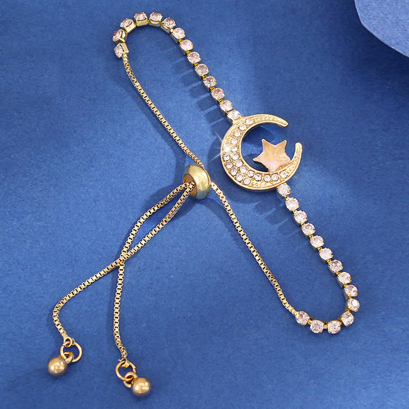Bracelet lune étoile femme diamant mode