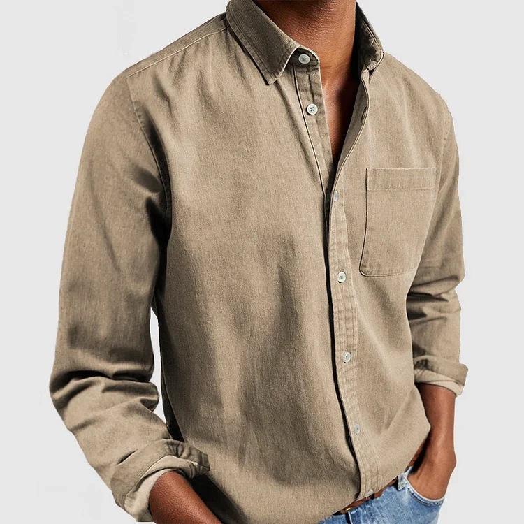 Chemise homme manches longues col lapel