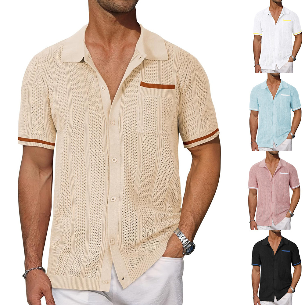 Veste cardigan homme creuse respirante été casual