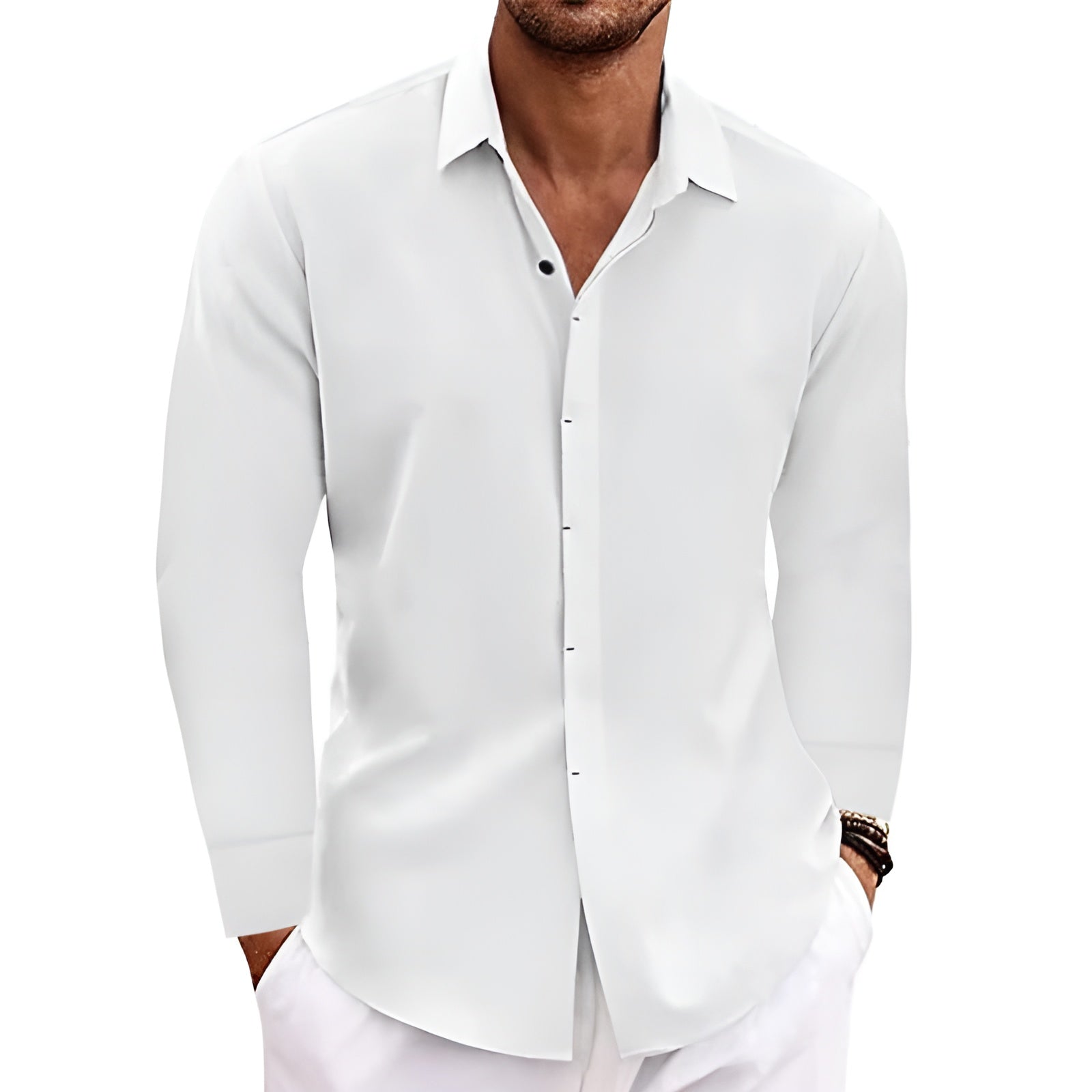 Chemise coton lin manches longues homme