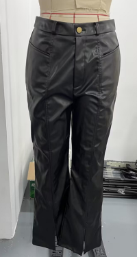 Pantalon Cuir Évasé Fendu