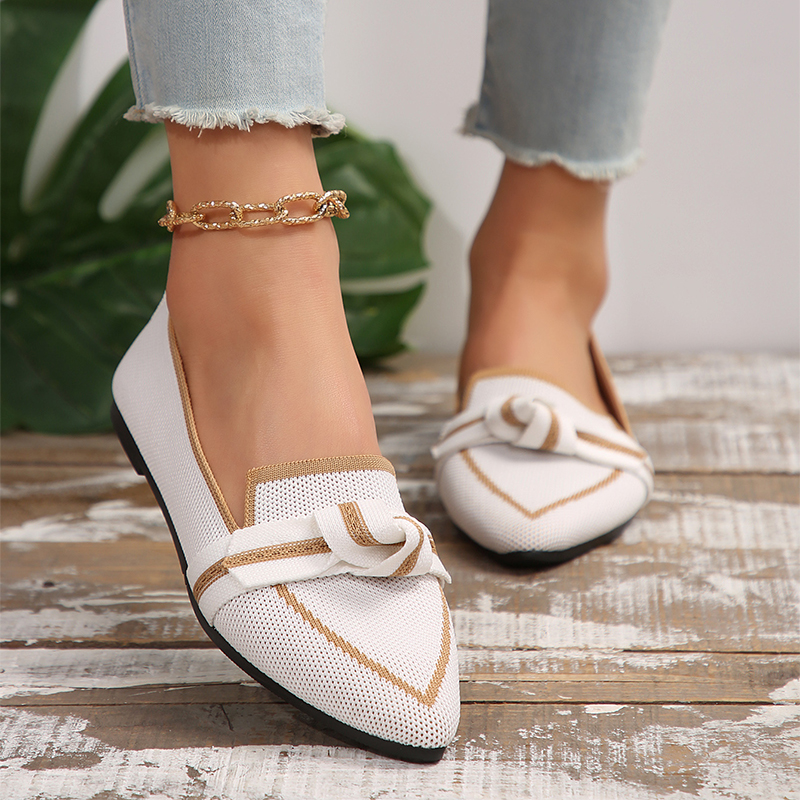 Chaussures plates femme bout pointu nœud été