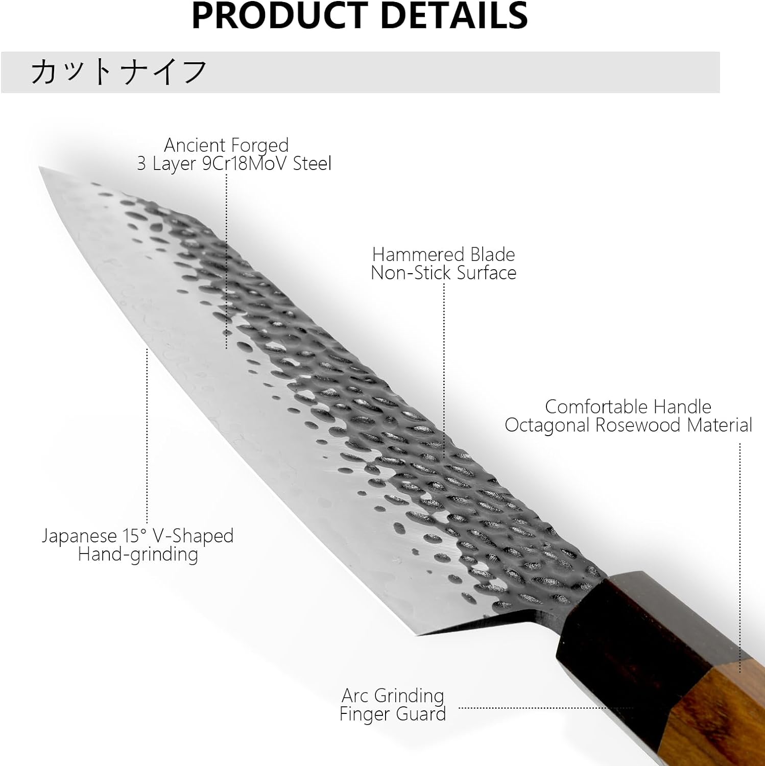 Couteau Gyuto 8po Japon professionnel 9CR18MOV acier forgé