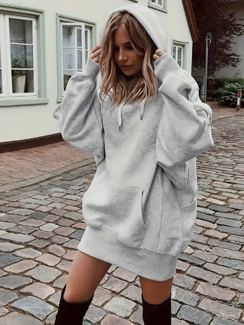 Hoodie casual poche kangourou cordon femme