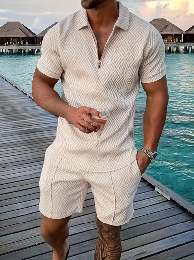 Ensemble polo shorts homme sport manches courtes
