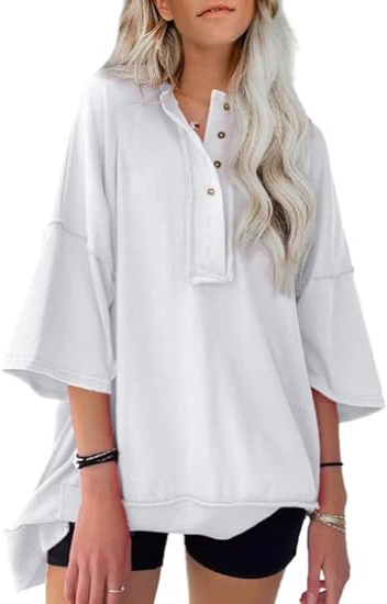 Hoodie boutons femme manches mi-longues