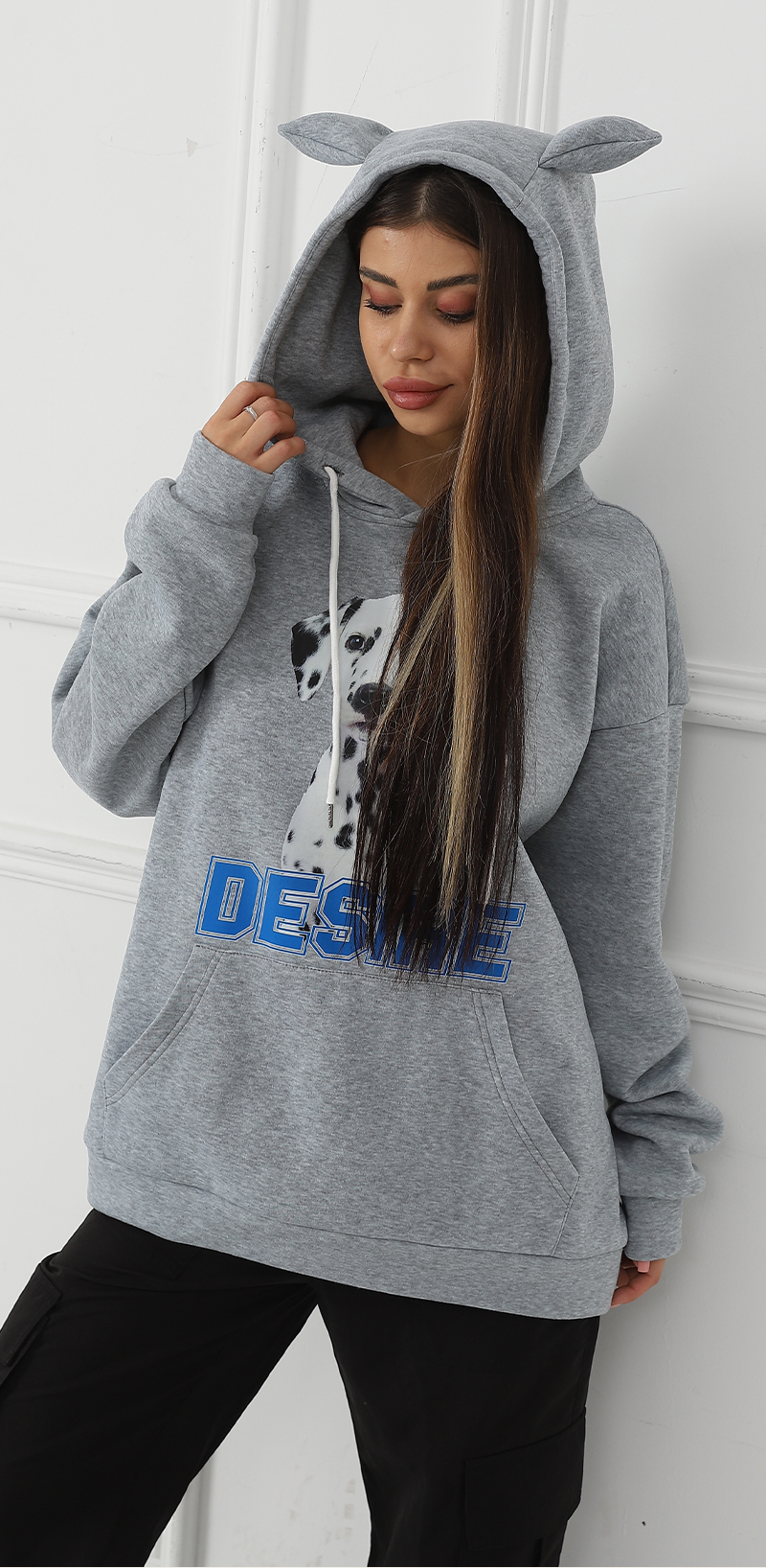 Sweat imprimé manches longues casual femme
