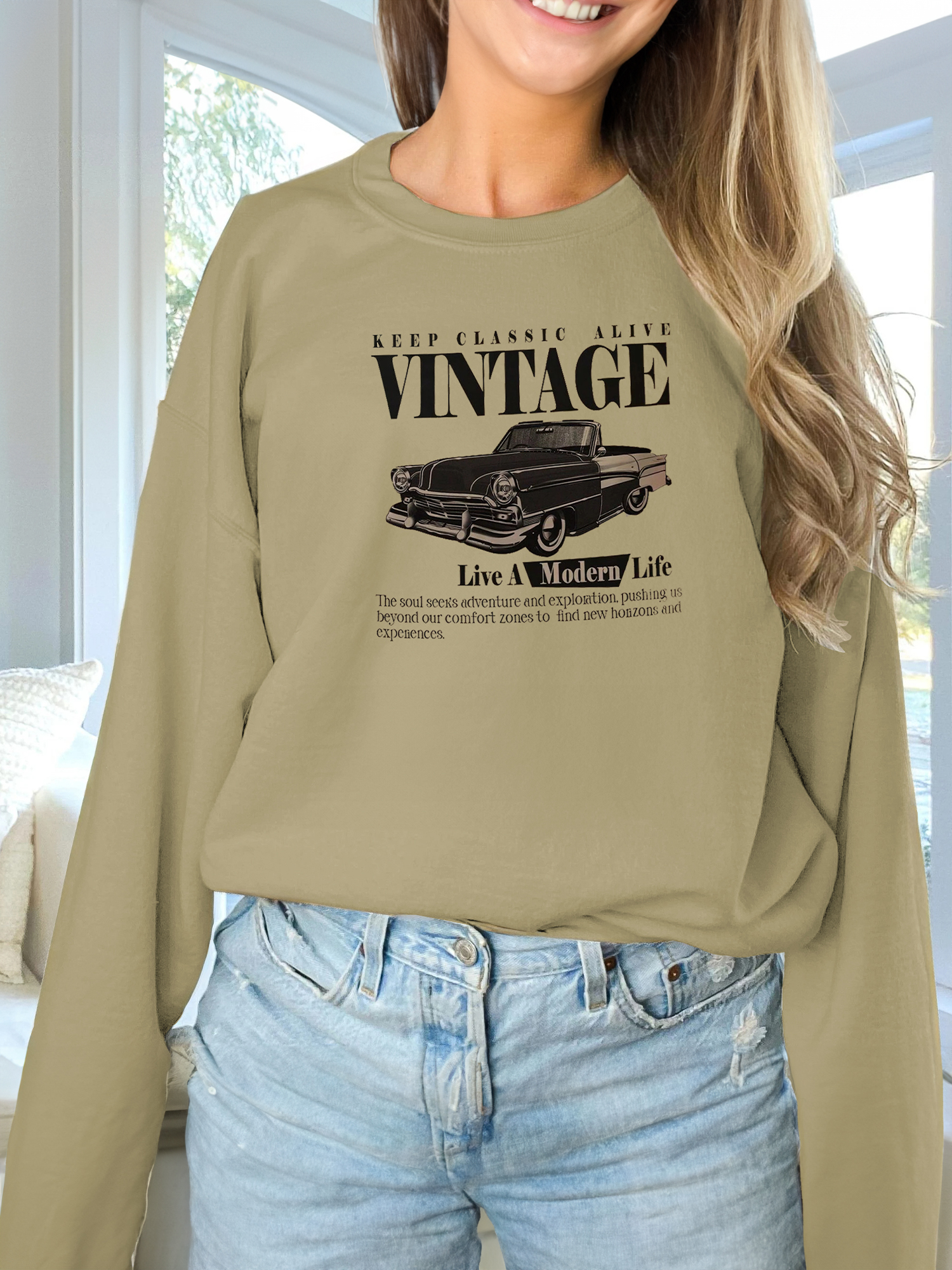 Sweat-shirt manches longues imprimé femme