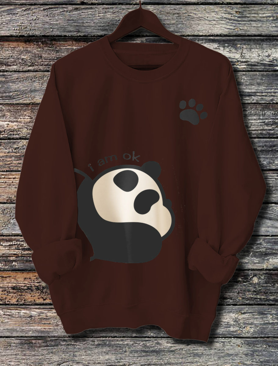 Hoodie panda imprimé manches longues femme