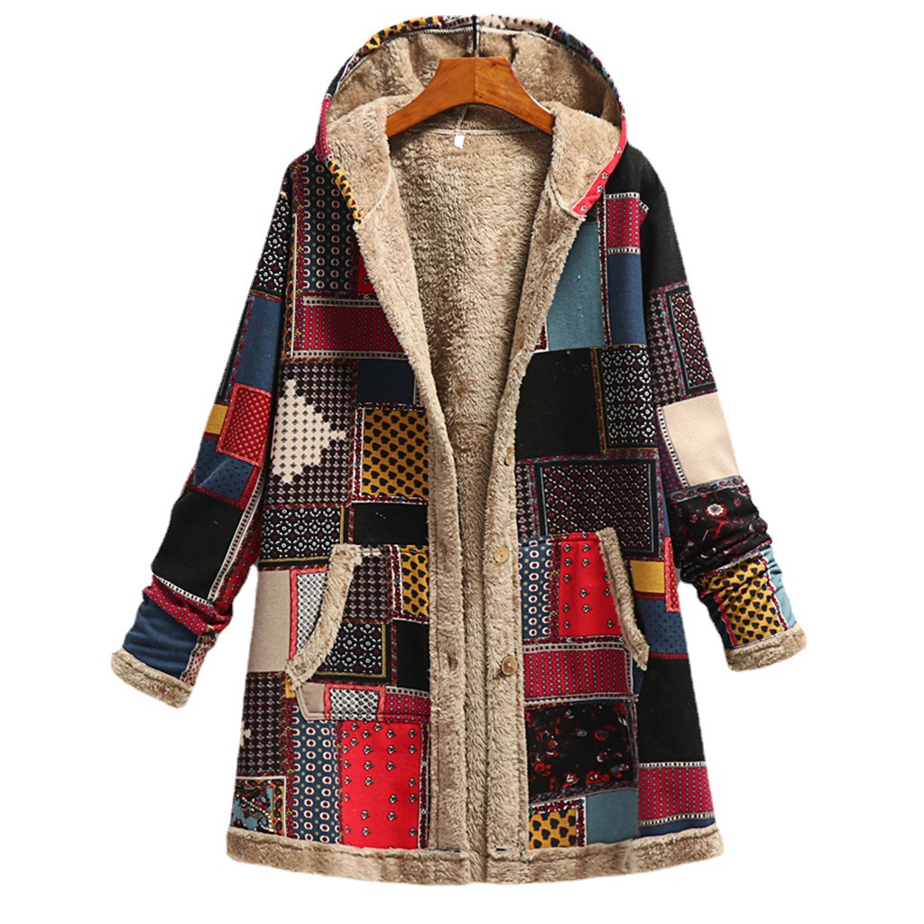 Hoodie coton lin imprimé chaud pelucheux