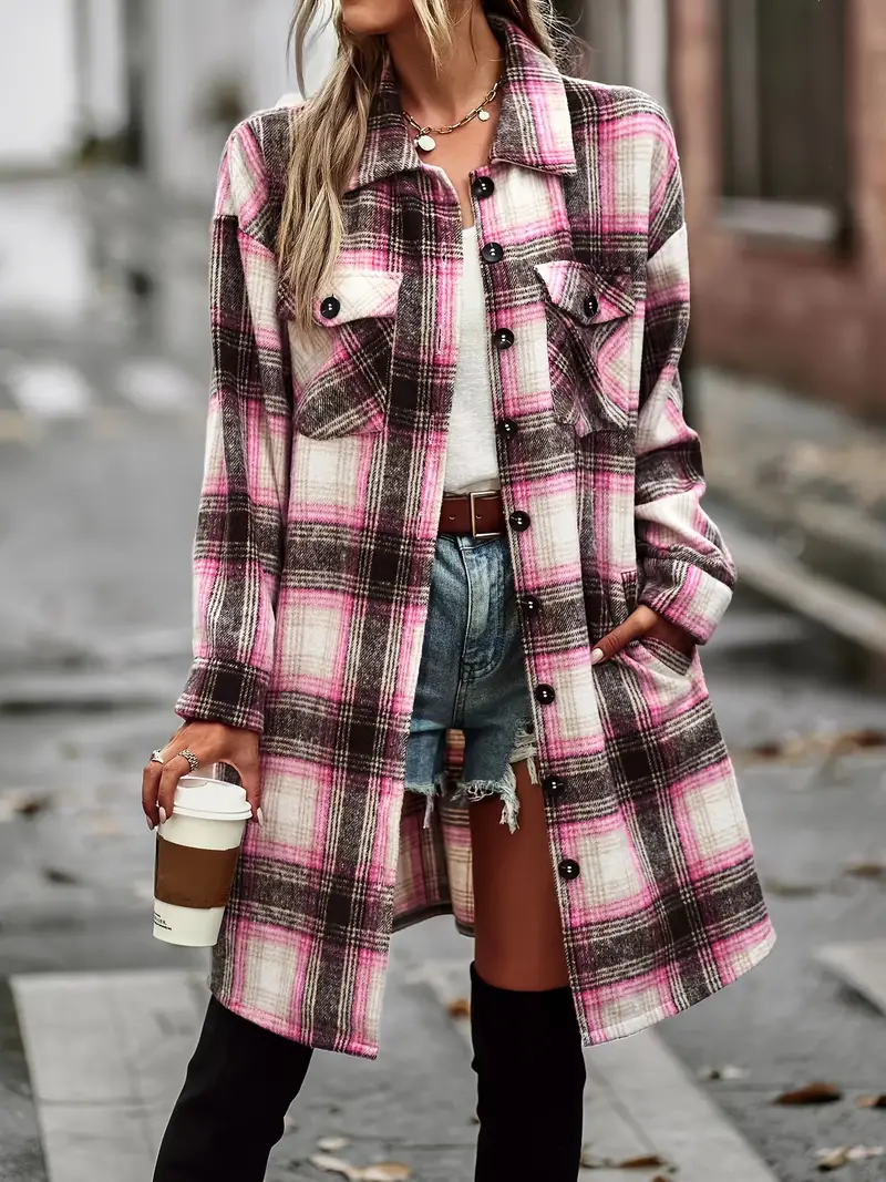 Cardigan veston carreaux vintage long